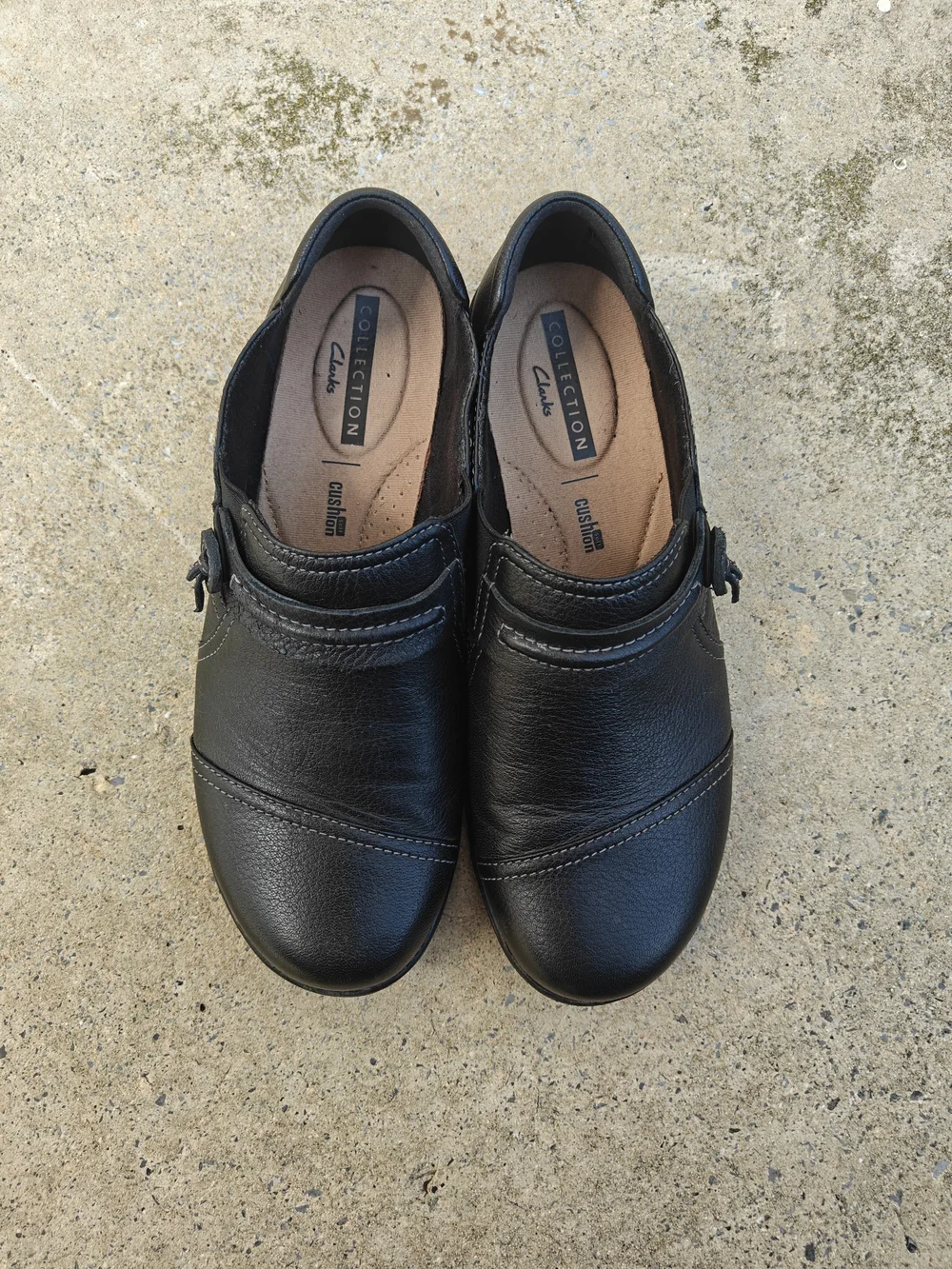 Clarks Black Leather Slip-On Casual Shoes